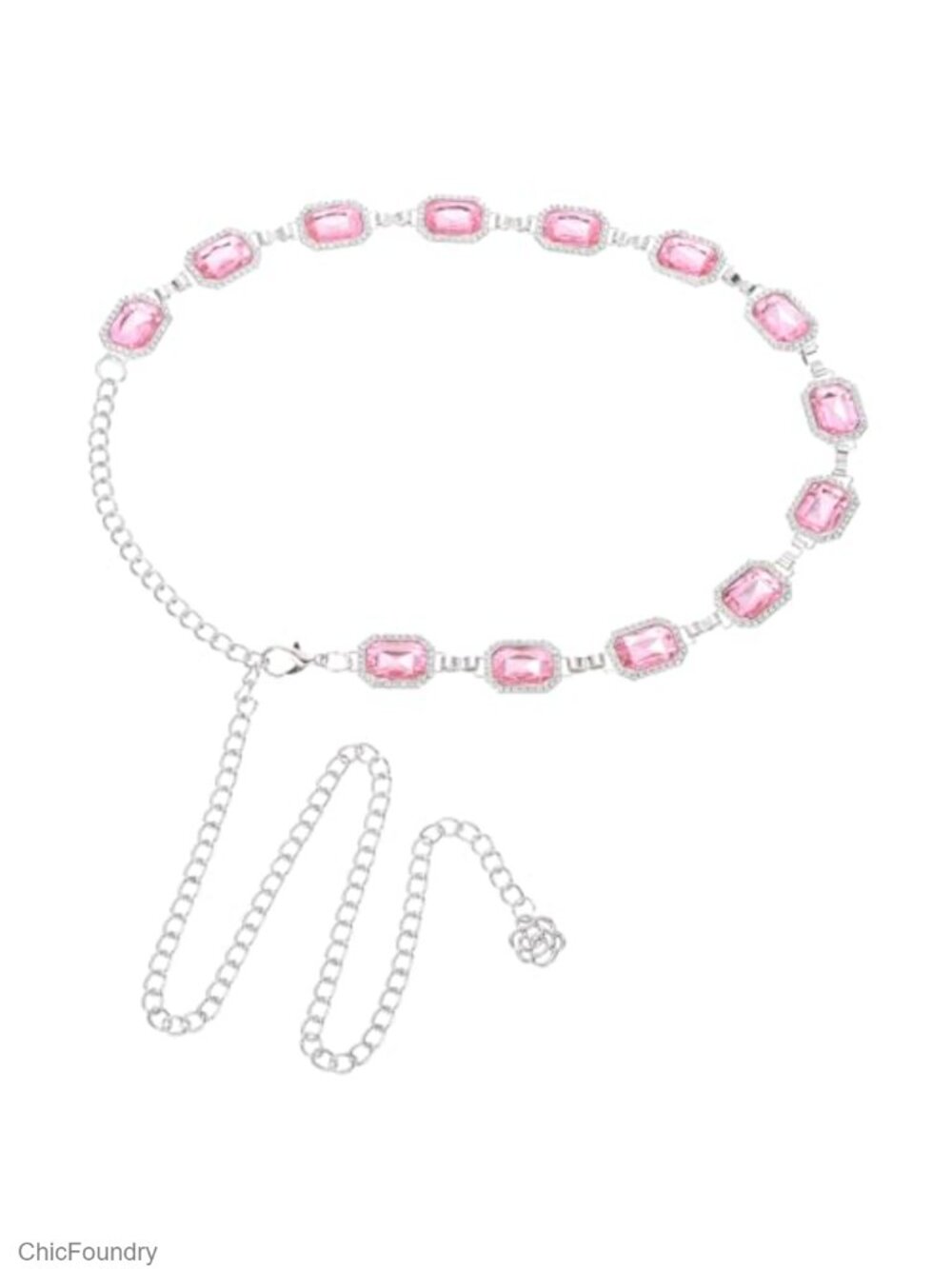Rhinestone Metal Chain Belt - Western Concho Style Waist Belt for Women Dresses